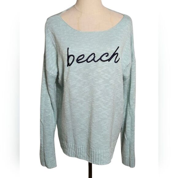 Mia & Tess Aqua Blue Beach Women's Light  Sweater - Picture 1 of 7